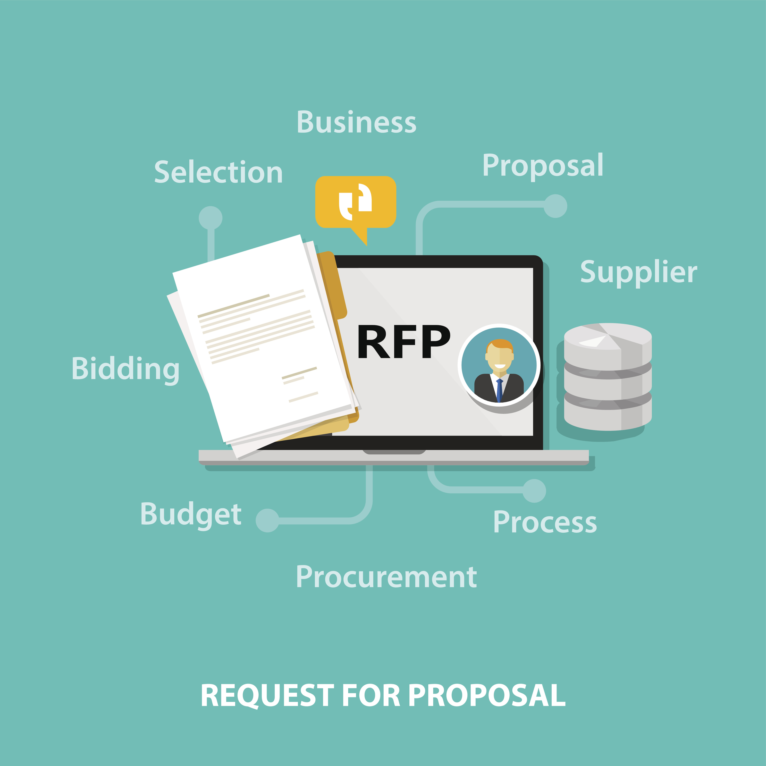 RFP request for proposal icon illustration vector bidding procurement process drawing